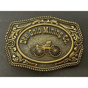 Vintage 1983 Solid Brass Dee Gold Mining Co. Belt Buckle Made In USA
